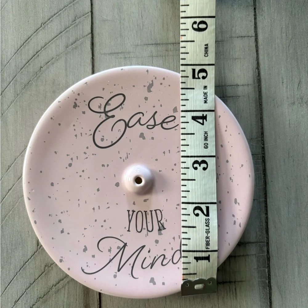 New Pink Ceramic Incense Stick Holder With New Pkg. Of Jasmine Incense Included